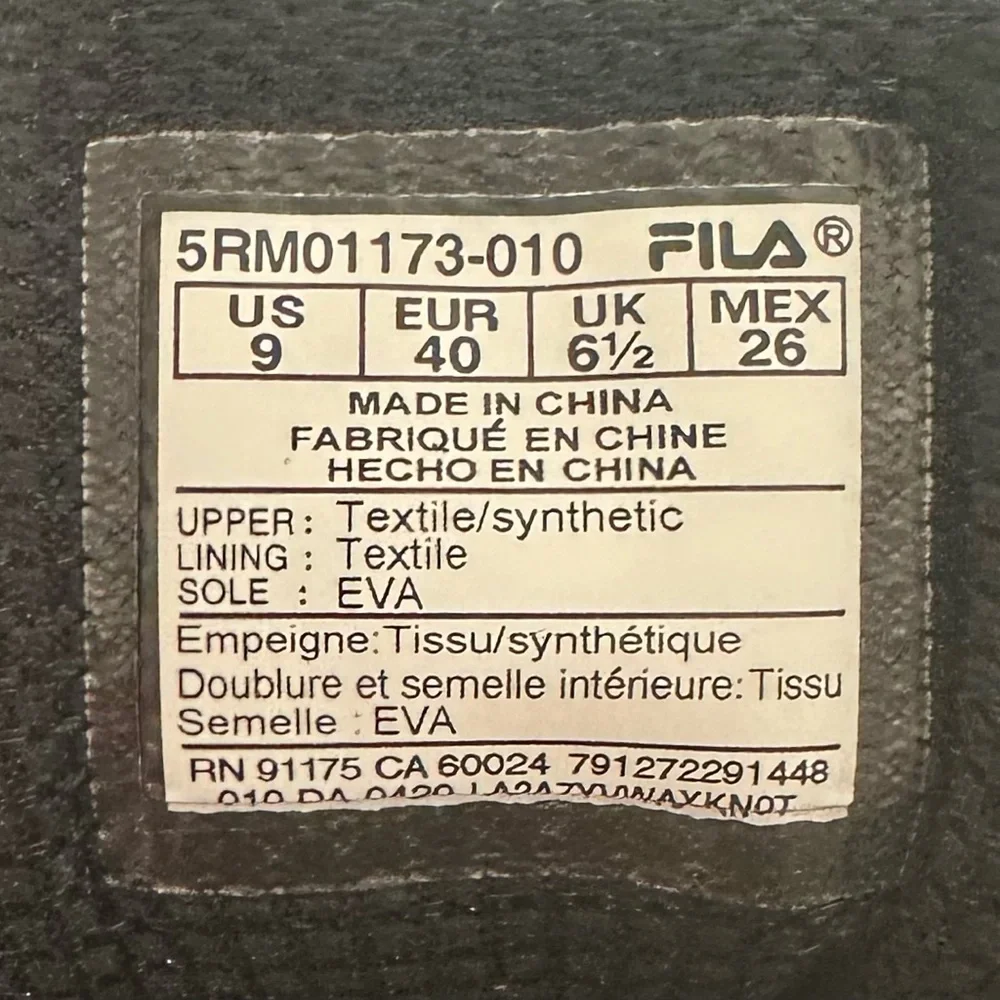 FILA Memory Foam Panorama 7 Women’s Running Walking Shoes Black White Size 9